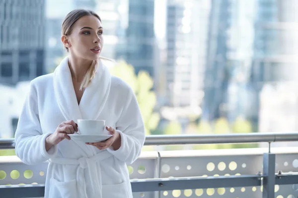 Morning coffee is my daily routine — Stock Photo, Image