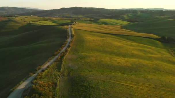 Toskana Hügel Atemberaubende Luftaufnahme Frühling — Stockvideo