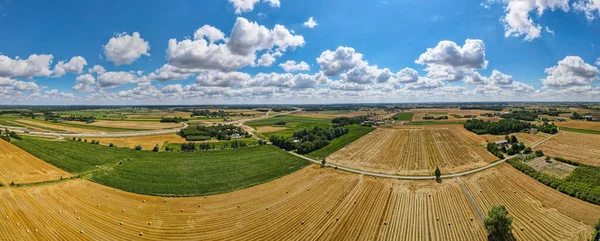 Panorama Aereo Della Strada Rurale Che Attraversa Terreni Agricoli Nella — Foto Stock