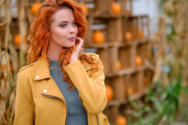 Herbstporträt Einer Schönen Frau — Stockfoto