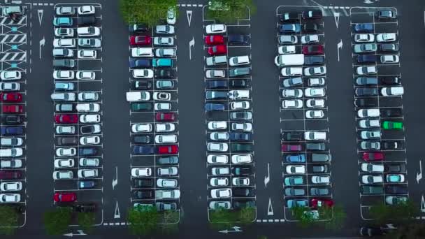 Luchtfoto Van Parkeerplaatsen Bovenaanzicht — Stockvideo