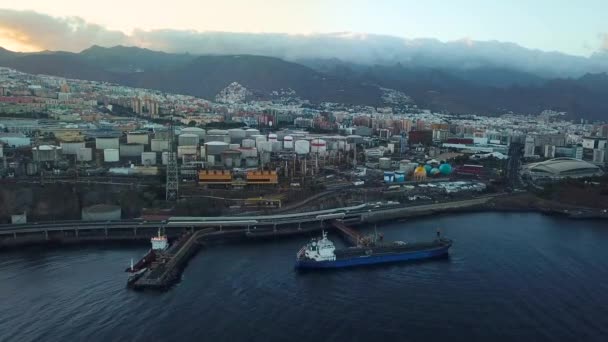 Letecký Pohled Město Santa Cruz Tenerife Atlantickém Pobřeží Tenerife Kanárské — Stock video