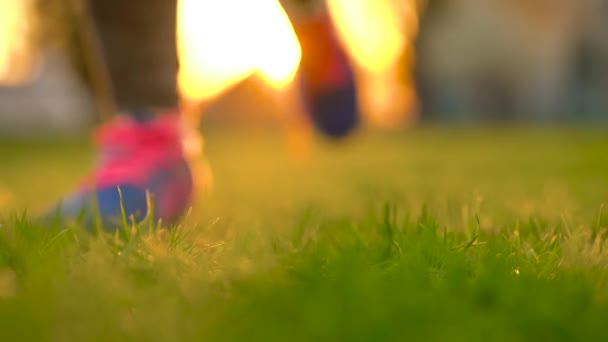 Zapatos para correr - mujer atando cordones de zapatos — Vídeos de Stock