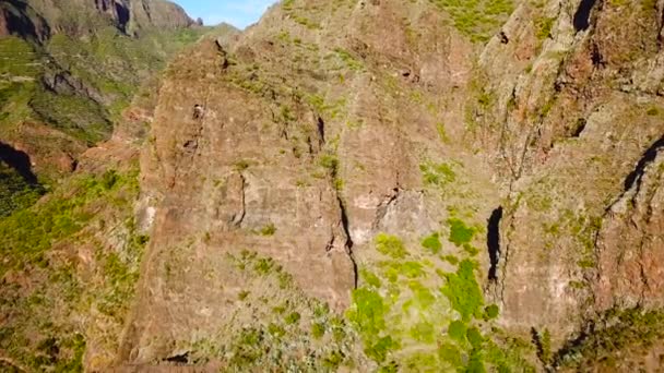 Flygfoto Över Klipporna Masca Teneriffa Kanarieöarna Spanien — Stockvideo