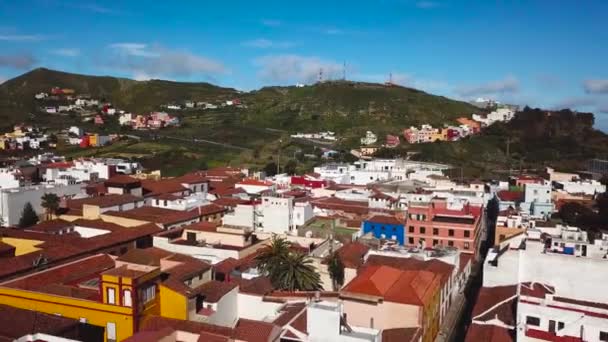 Blick aus der Höhe auf Kathedrale und Stadtbild von San Cristobal de la Laguna, Teneriffa, Kanarische Inseln, Spanien — Stockvideo