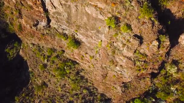 Utsikt från höjden på klipporna i Masca, Teneriffa, Kanarieöarna, Spanien. — Stockvideo