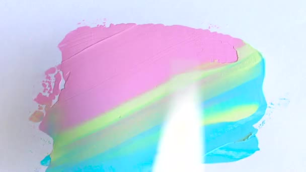 用丙烯酸颜料和调色板刀混合和拉丝的过程 创意理念 — 图库视频影像