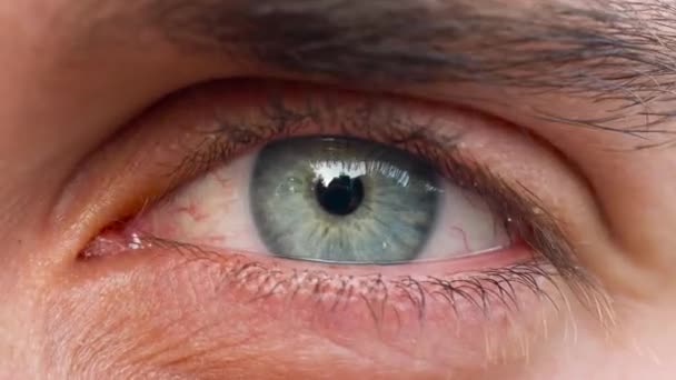 Mooie knipperende man eye close-up — Stockvideo