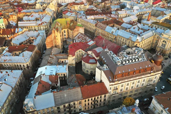 Pemandangan Udara Dari Pusat Sejarah Lviv Ukraina Warisan Budaya Unesco — Stok Foto