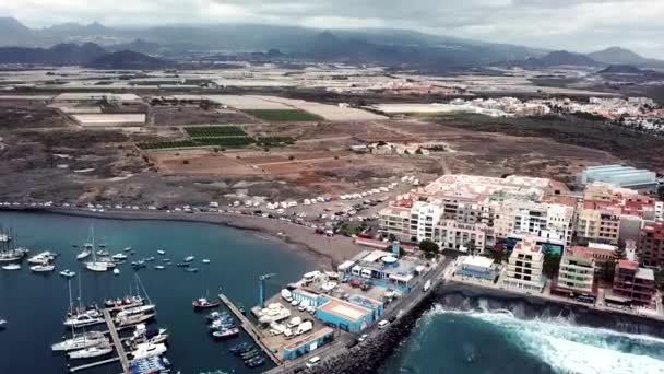 Vista Aérea Ciudad Costa Atlántica Atardecer Tenerife Islas Canarias España — Vídeo de stock