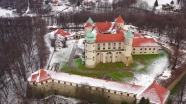 Kışın, Polonya Nowy Wisnicz kalede yükseklikten görüntülemek