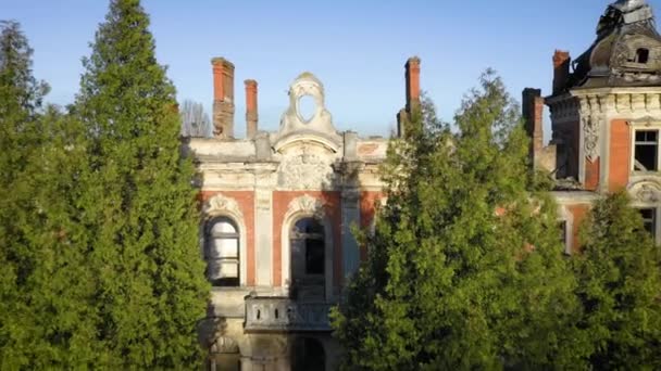 Vista aérea das ruínas do castelo de Tartakivsky, região de Lviv, Ucrânia — Vídeo de Stock