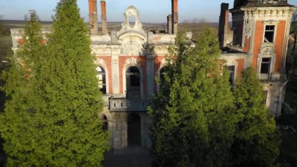 Vue aérienne des ruines du château Tartakivsky, région de Lviv, Ukraine — Video