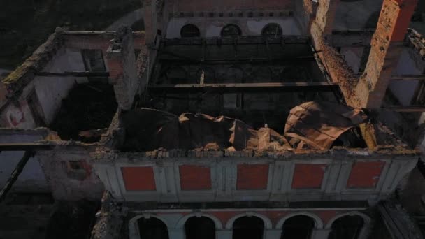 Vue aérienne des ruines du château Tartakivsky, région de Lviv, Ukraine — Video