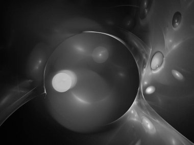 dijital soyut fraktal arkaplan bilgisayarda siyah ve beyaz olarak oluşturuldu.