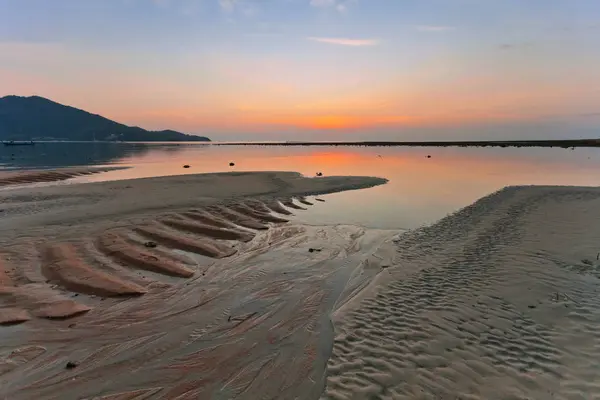 Тропічний Пляж Час Сходу Фоні Заходу Сонця — стокове фото