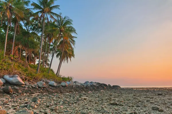 Playa Tropical Tiempo Reflujo Fondo Del Atardecer — Foto de Stock