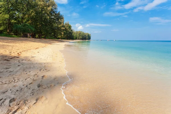 Deniz Manzaralı Güzel Tropik Plaj Temiz Mavi Gökyüzü Doğa Arkaplanı — Stok fotoğraf