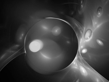 dijital soyut fraktal arkaplan bilgisayarda siyah ve beyaz olarak oluşturuldu.