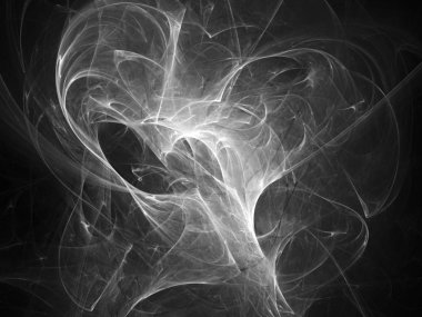 dijital soyut fraktal arkaplan bilgisayarda siyah ve beyaz olarak oluşturuldu.