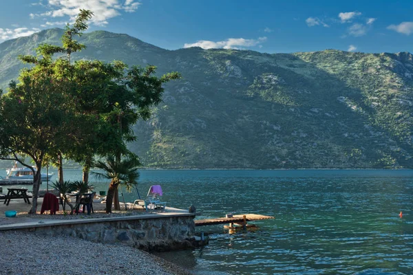 Morning Beach Sea Mountain Views Montenegro — Stock Photo, Image