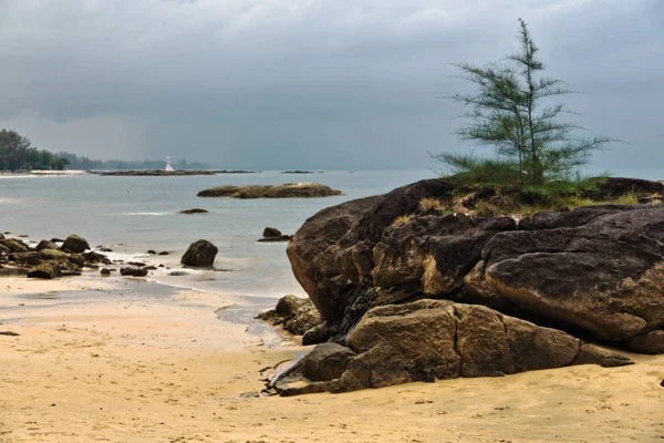Тропічний Пляж Похмурий Погодний День Провінція Хао Лак Таїланд — стокове фото