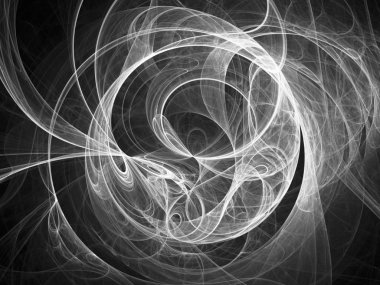 dijital soyut fraktal arkaplan bilgisayarda siyah ve beyaz olarak oluşturuldu.