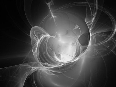 dijital soyut fraktal arkaplan bilgisayarda siyah ve beyaz olarak oluşturuldu.