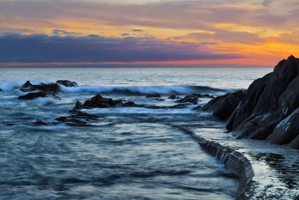 Vista Sugli Scogli Sul Mare Tramonto Tenerife Isole Canarie Spagna — Foto Stock