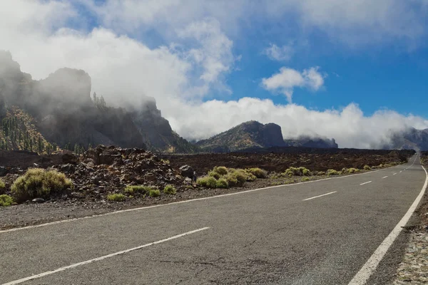 Paisaje Con Carretera Parque Nacional Del Teide Tenerife Islas Canarias — Foto de Stock