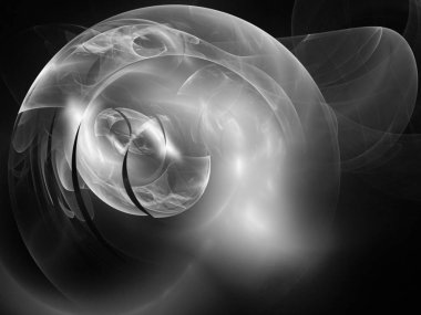 dijital soyut fraktal arkaplan bilgisayarda siyah ve beyaz olarak oluşturuldu.