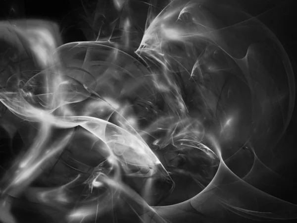 黒と白のコンピュータで生成されたデジタル抽象的フラクタル背景 — ストック写真