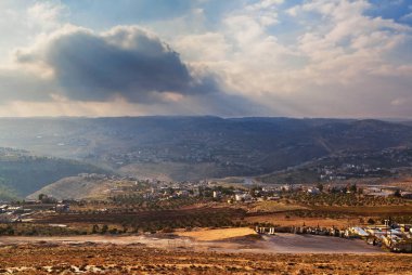  Herodion üzerinden günbatımı manzara doğal görünümünü. İsrail