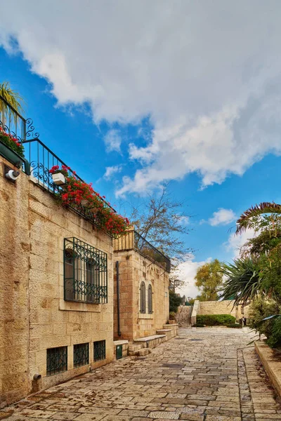 Altes Haus Yemin Moshe Viertel Jerusalem Israelin — Stockfoto