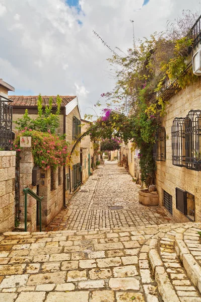 Casa Velha Distrito Yemin Moshe Jerusalém Israelin — Fotografia de Stock