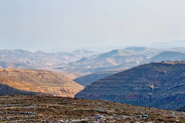 Vista Panorâmica Desfiladeiro Deserto Negev Israel — Fotografia de Stock