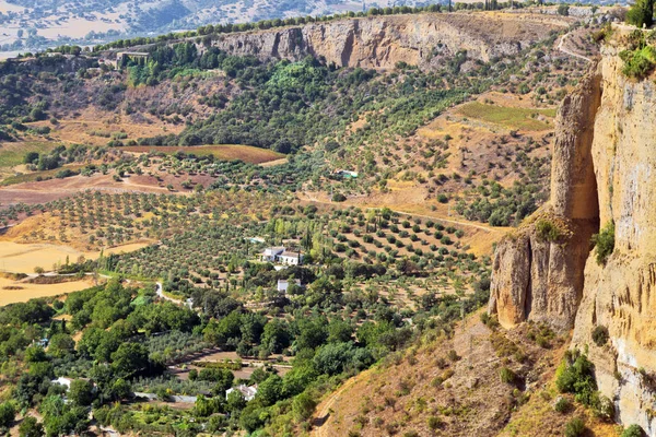 Flygfoto Dalen Och Bergen Omgivningen Från Höjd Ronda Spanien — Stockfoto