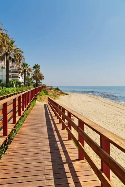 Trä Sökväg Stranden Mijas Costa Andalusien Spanien — Stockfoto