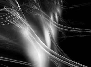 dijital soyut fraktal arkaplan bilgisayarda siyah ve beyaz olarak oluşturuldu.