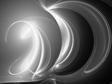 dijital soyut fraktal arkaplan bilgisayarda siyah ve beyaz olarak oluşturuldu.