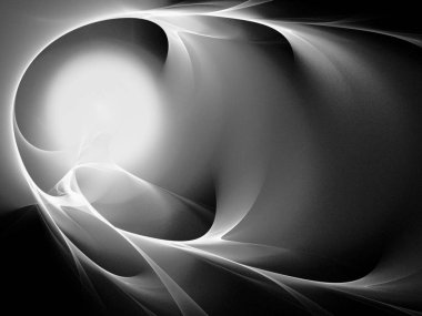 dijital soyut fraktal arkaplan bilgisayarda siyah ve beyaz olarak oluşturuldu.