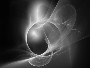 dijital soyut fraktal arkaplan bilgisayarda siyah ve beyaz olarak oluşturuldu.