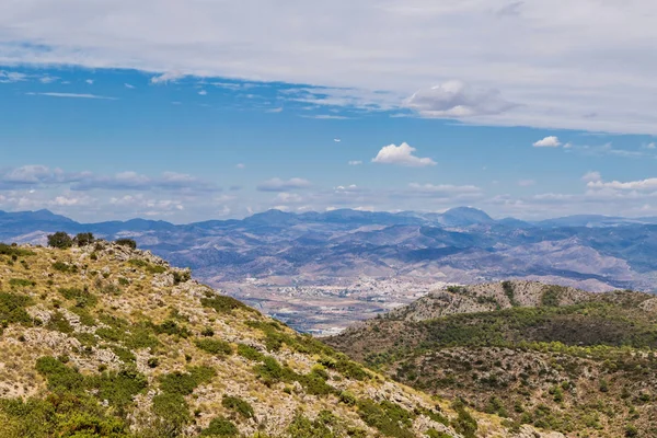 Panoramiczny Widok Costa Del Sol Góry Calamorro Benalmadena Andaluzja Hiszpania — Zdjęcie stockowe