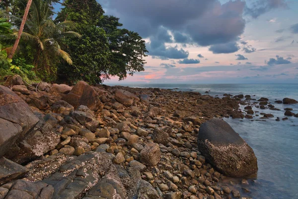 Troebele Tropische Zonsondergang Aan Het Strand Thailand — Stockfoto