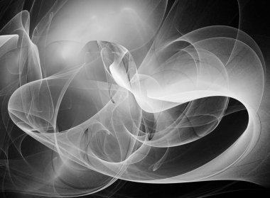 dijital soyut fraktal arkaplan bilgisayarda siyah ve beyaz olarak oluşturuldu.