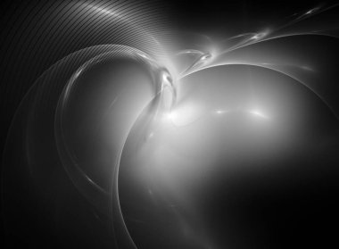 dijital soyut fraktal arkaplan bilgisayarda siyah ve beyaz olarak oluşturuldu.