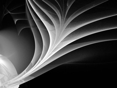 dijital soyut fraktal arkaplan bilgisayarda siyah ve beyaz olarak oluşturuldu.