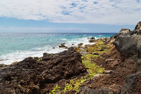 Stenen Strand Strand Onder Blauwe Hemel Tenerife Eiland Spanje — Stockfoto