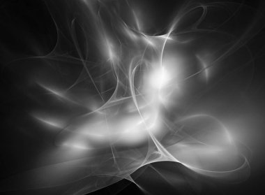 dijital soyut fraktal arkaplan bilgisayarda siyah ve beyaz olarak oluşturuldu.