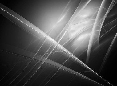 dijital soyut fraktal arkaplan bilgisayarda siyah ve beyaz olarak oluşturuldu.